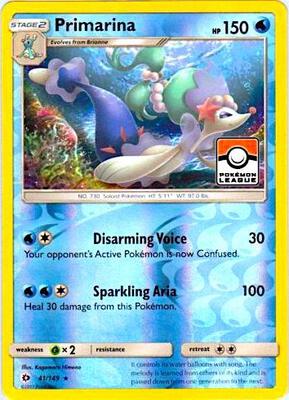 Primarina - 41/149 (Pokemon League) card from League & Championship Cards
