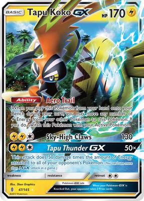 Tapu Koko GX card from SM - Guardians Rising