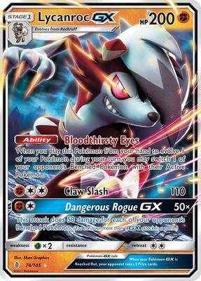 Lycanroc GX card from SM - Guardians Rising