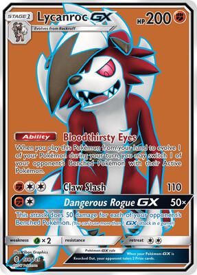 Lycanroc GX (Full Art) card from SM - Guardians Rising