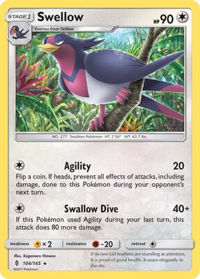 Swellow card from SM - Guardians Rising