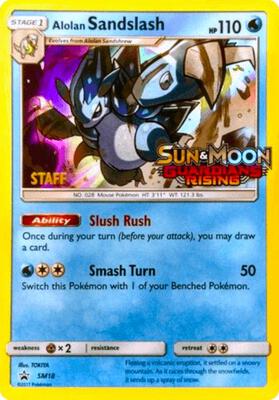 Alolan Sandslash - SM18 (Prerelease) [Staff] card from SM Promos