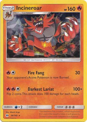 Incineroar - 026/149 (Cracked Ice Holo) card from Deck Exclusives