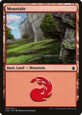 Mountain (308) card from Commander Anthology