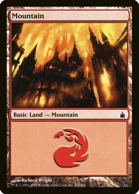 Mountain (302) card from Ravnica: City of Guilds