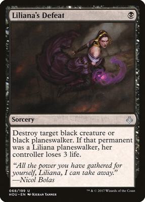 Liliana's Defeat card from Hour of Devastation