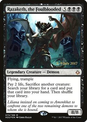 Razaketh, the Foulblooded card from Prerelease Cards