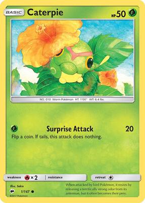 Caterpie card from SM - Burning Shadows