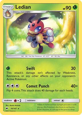 Ledian card from SM - Burning Shadows