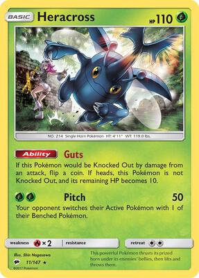 Heracross card from SM - Burning Shadows