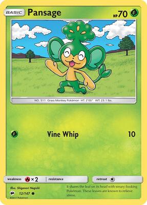 Pansage card from SM - Burning Shadows