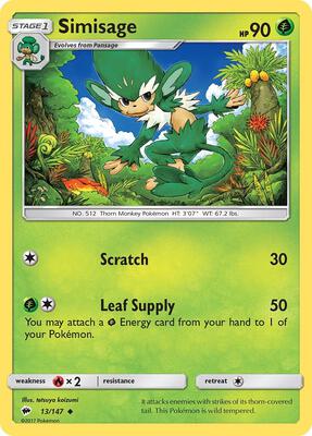 Simisage card from SM - Burning Shadows