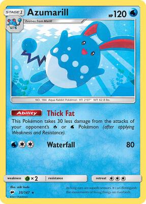 Azumarill card from SM - Burning Shadows