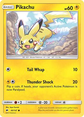 Pikachu card from SM - Burning Shadows