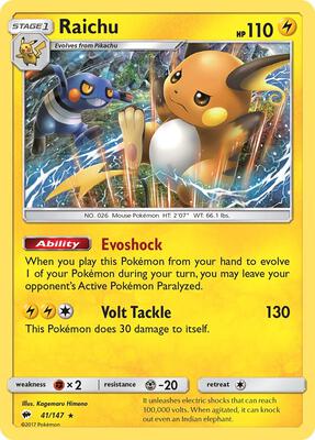 Raichu card from SM - Burning Shadows