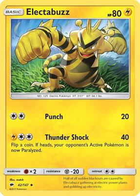 Electabuzz card from SM - Burning Shadows