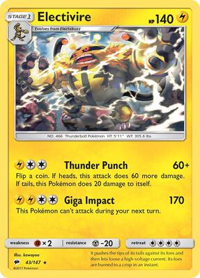 Electivire card from SM - Burning Shadows