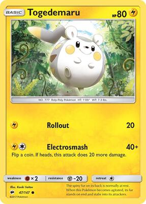 Togedemaru card from SM - Burning Shadows