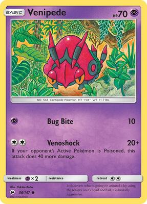 Venipede card from SM - Burning Shadows