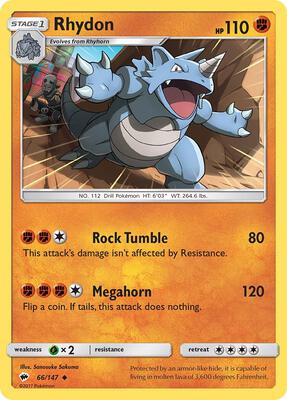 Rhydon card from SM - Burning Shadows