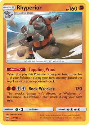 Rhyperior card from SM - Burning Shadows