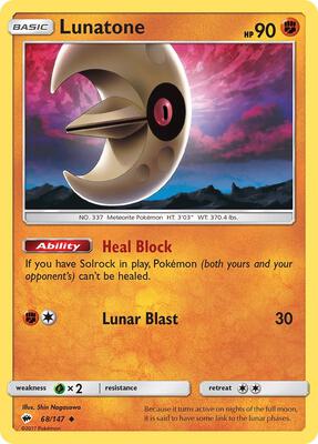 Lunatone card from SM - Burning Shadows