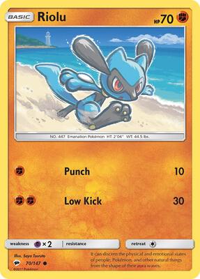 Riolu card from SM - Burning Shadows