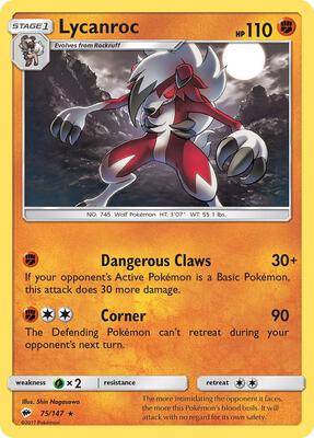 Lycanroc (75) card from SM - Burning Shadows