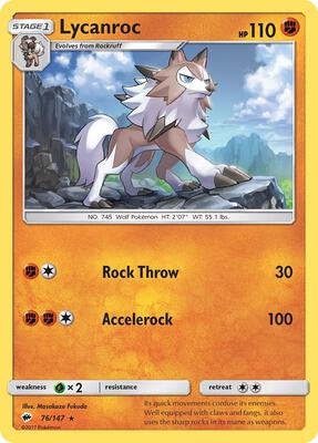 Lycanroc (76) card from SM - Burning Shadows