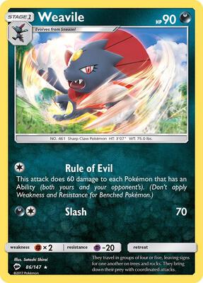 Weavile card from SM - Burning Shadows