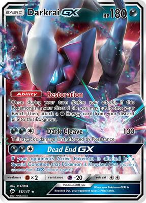 Darkrai GX card from SM - Burning Shadows
