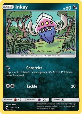 Inkay card from SM - Burning Shadows
