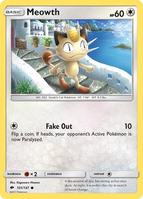 Meowth card from SM - Burning Shadows