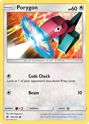 Porygon card from SM - Burning Shadows