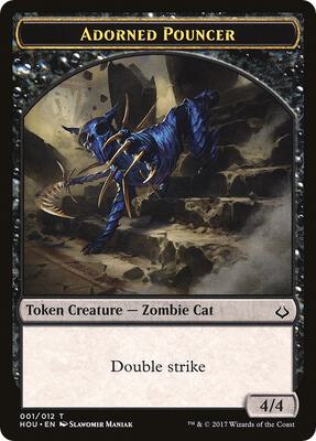 Adorned Pouncer // Warrior Double-Sided Token card from Hour of Devastation