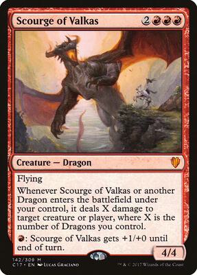 Scourge of Valkas card from Commander 2017