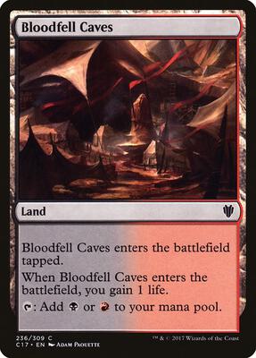 Bloodfell Caves card from Commander 2017