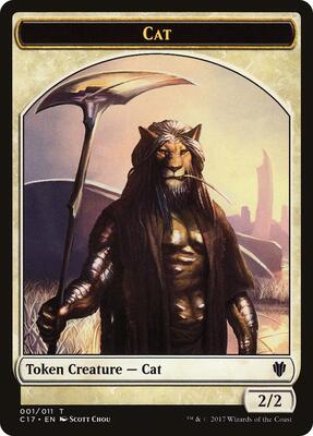 Cat // Cat Warrior Double-Sided Token card from Commander 2017