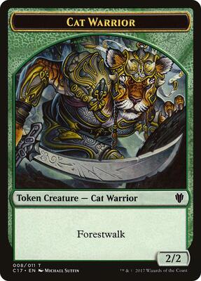 Cat Warrior // Rat Double-Sided Token card from Commander 2017