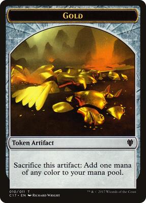 Gold // Cat Dragon Double-Sided Token card from Commander 2017