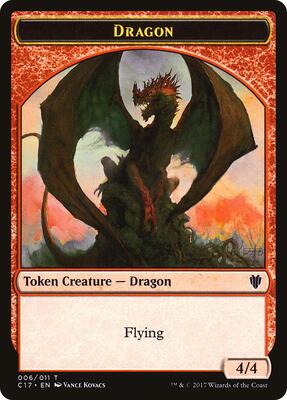 Dragon (006) // Gold Double-Sided Token card from Commander 2017