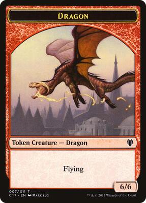 Dragon (007) // Gold Double-Sided Token card from Commander 2017