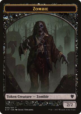 Zombie // Gold Double-Sided Token card from Commander 2017