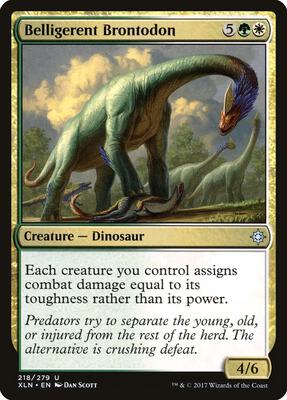 Belligerent Brontodon card from Ixalan