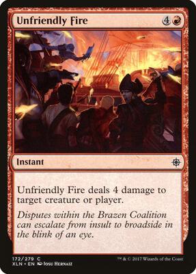Unfriendly Fire card from Ixalan