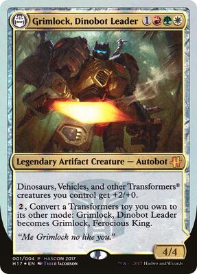 Grimlock, Dinobot Leader // Grimlock, Ferocious King card from Media Promos