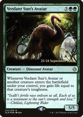 Verdant Sun's Avatar card from Prerelease Cards