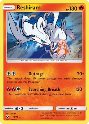 Reshiram card from Shining Legends