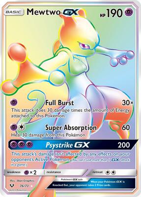 Mewtwo GX (Secret) card from Shining Legends