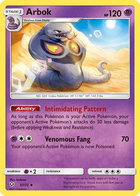 Arbok card from Shining Legends